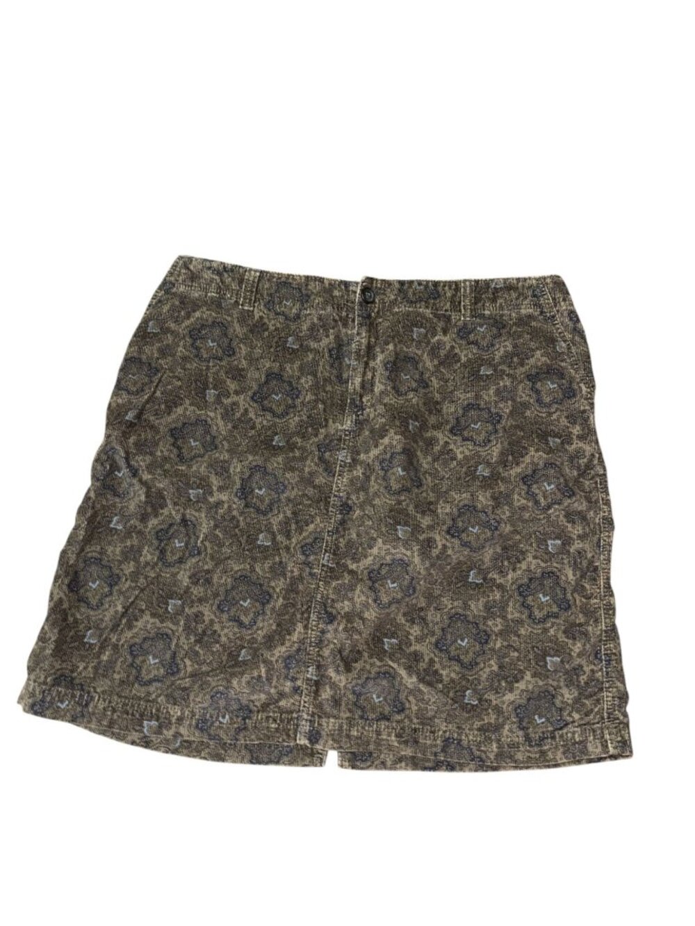 Eddie Bauer Size 16 Olive Damask Corduroy Skirt